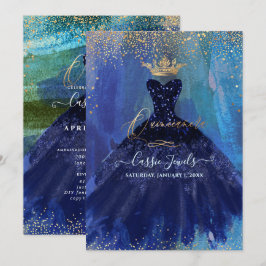 Invitación Guiso de acuarela azul de la marina Verde azulada