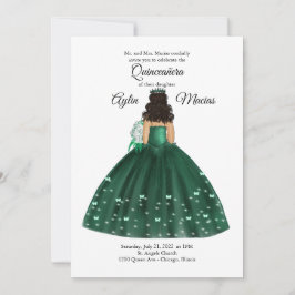 Invitación Guiso de Quinceanera verde esmeralda