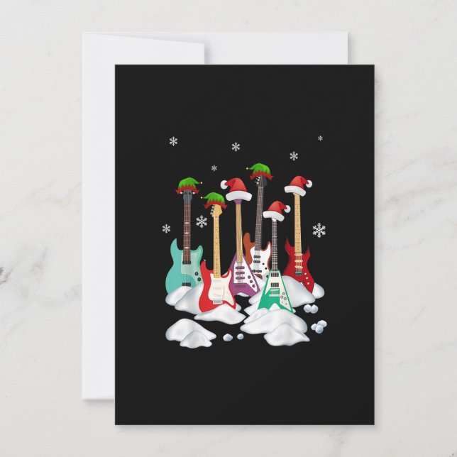 Invitación Guitar Santa Hat Árbol de Navidad Divertido música (Anverso)
