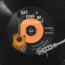 Invitación Guitar Vinyl Record Música Boda musical
