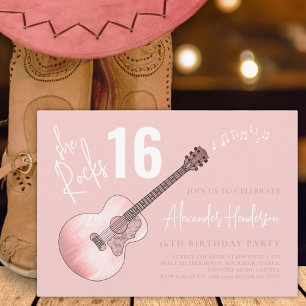 Invitación Guitarra de Música Country Fiesta de Cumpleaños 16