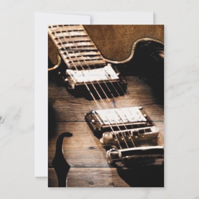 Invitación Guitarra de música country occidental de madera rú (Anverso)