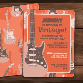 Invitación Guitarra de rock vintage Birthday Retro Music Jam