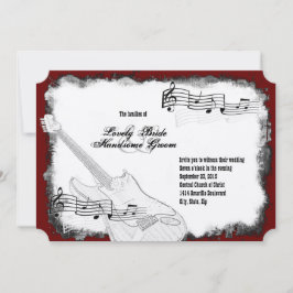 Invitación Guitarra eléctrica Boda de Música Blanco Rojo Negr