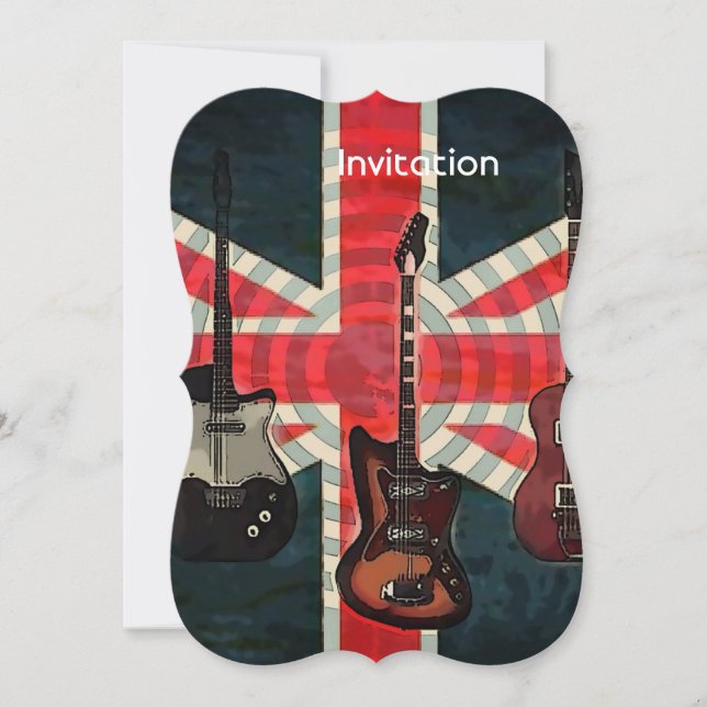 Invitación Guitarra Eléctrica de Rock Rock Bandera de la Unió (Anverso)