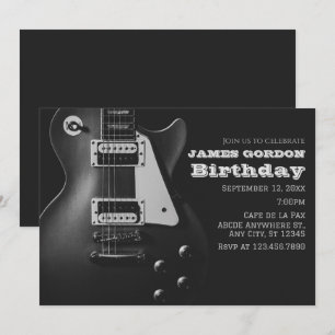 Invitación Guitarra eléctrica monocroma
