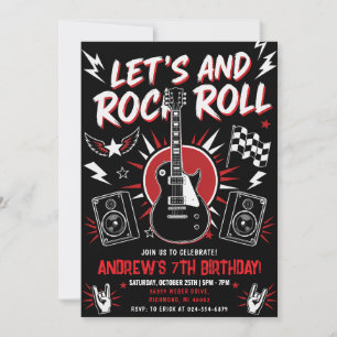 Invitación Guitarra Eléctrica Personal de Rockstar de Cumplea