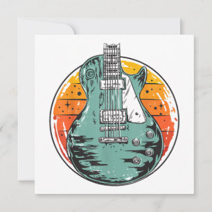 Invitación Guitarra Eléctrica Retro Atardecer Vintage Banda d