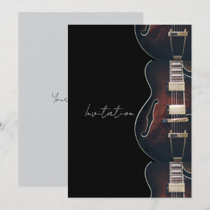 Invitación Guitarra Eléctrica Sobre Negro