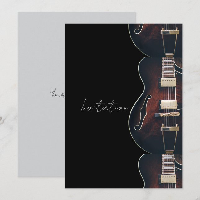 Invitación Guitarra Eléctrica Sobre Negro (Anverso / Reverso)