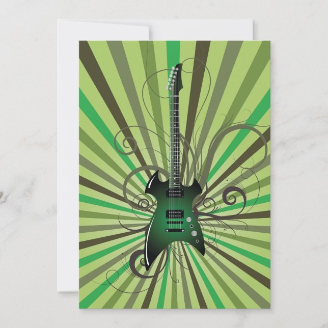 Invitación Guitarra eléctrica verde (Anverso)