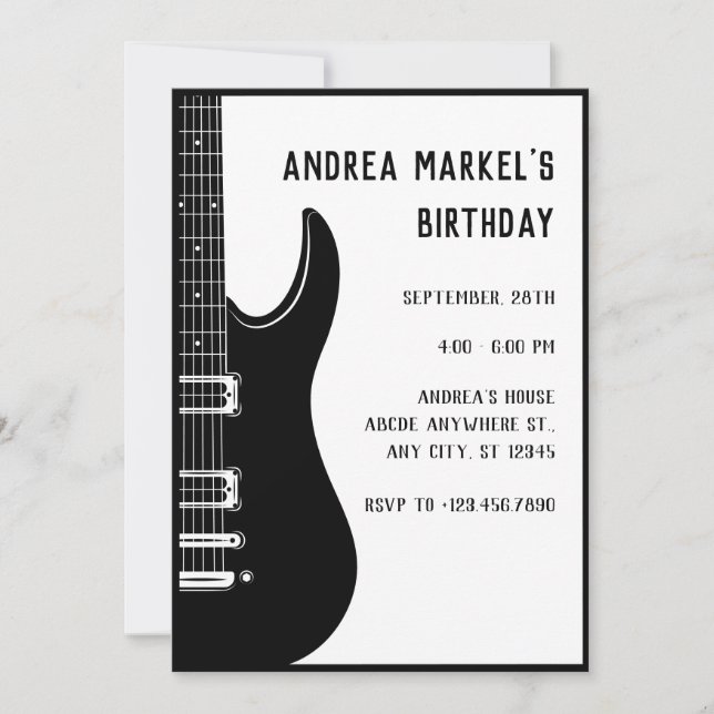 Invitación Guitarra negra (Anverso)