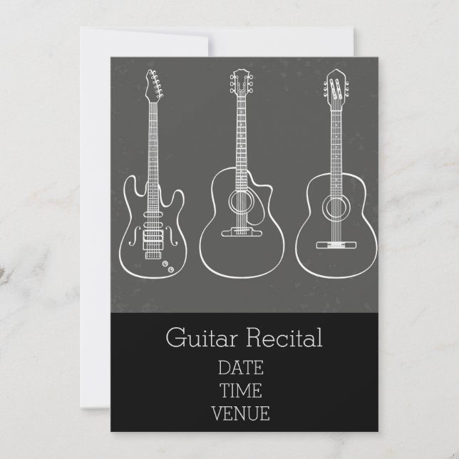 Invitación Guitarra Recital cadera elegante actuación (Anverso)