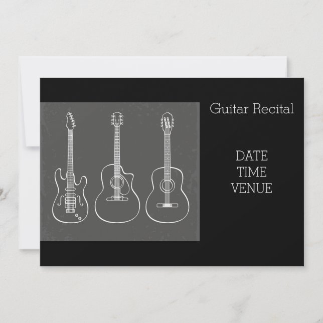 Invitación Guitarra Recital cadera elegante actuación (Anverso)