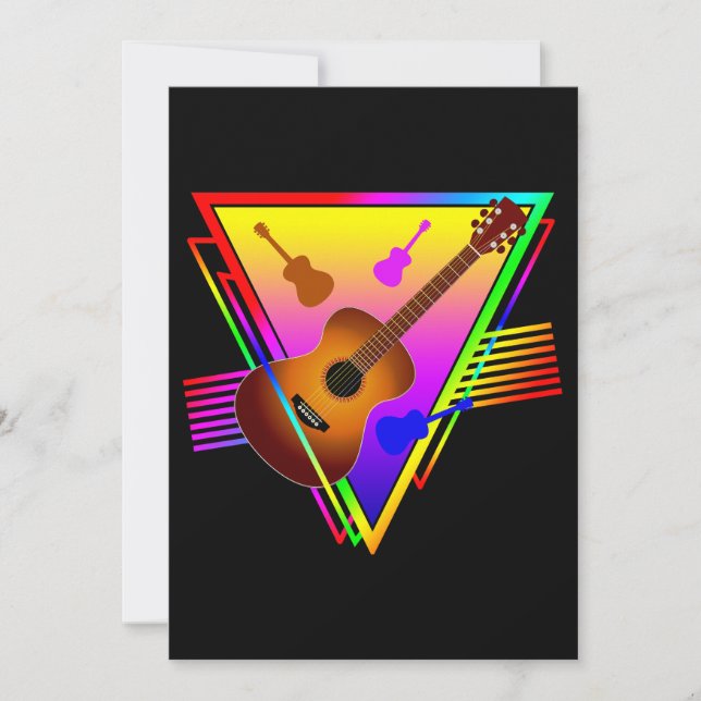Invitación Guitarra retro colorida (Anverso)