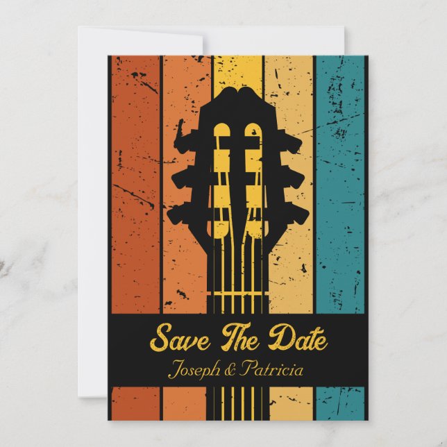 Invitación Guitarra retro guitarra vintage guardar la fecha (Anverso)