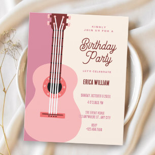 Invitación Guitarra rosa 