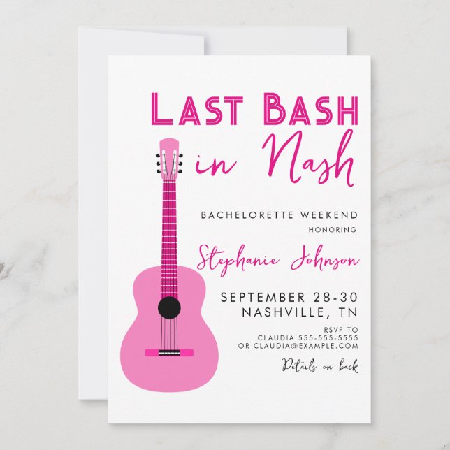 Invitación Guitarra rosa: Última erupción en Nash Bachelorett (Anverso)