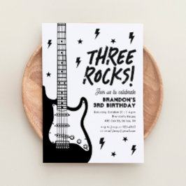 Invitación Guitarra Three Rocks Rock and Roll Cumpleaños 3