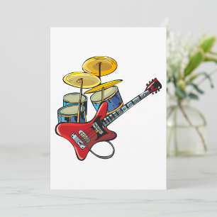 Invitación Guitarra Y Tambores Eléctricos