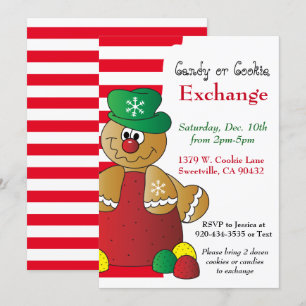 Invitación Gumdrop Gingerbread Cookie & Candy Exchange