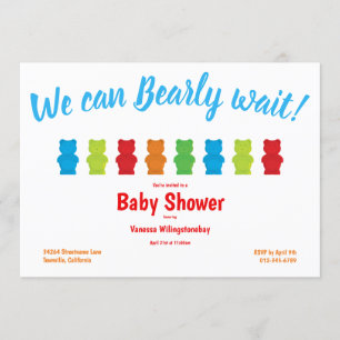 Invitación Gummy Bear Candy Bearly Wait Baby Shower