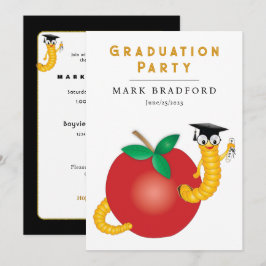 Invitación Gusano De Marcador De Graduación Con Diploma De Tí