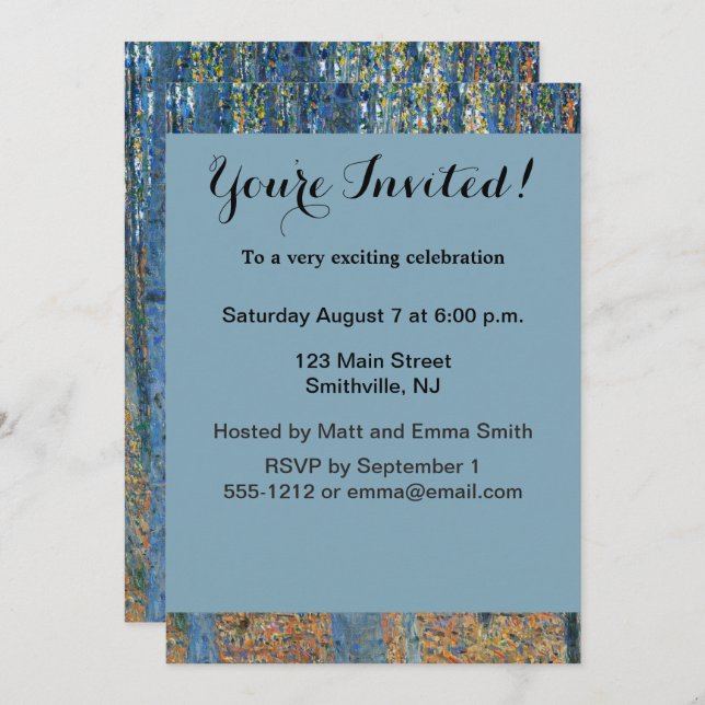 Invitación Gustav Klimt Beech Tree Forest Grove (Anverso / Reverso)