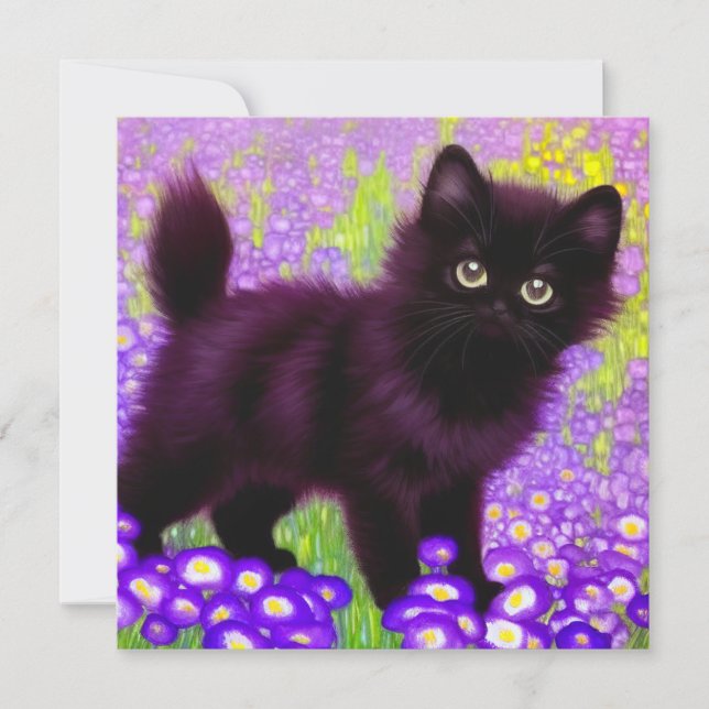Invitación Gustav Klimt Black Kitten (Anverso)