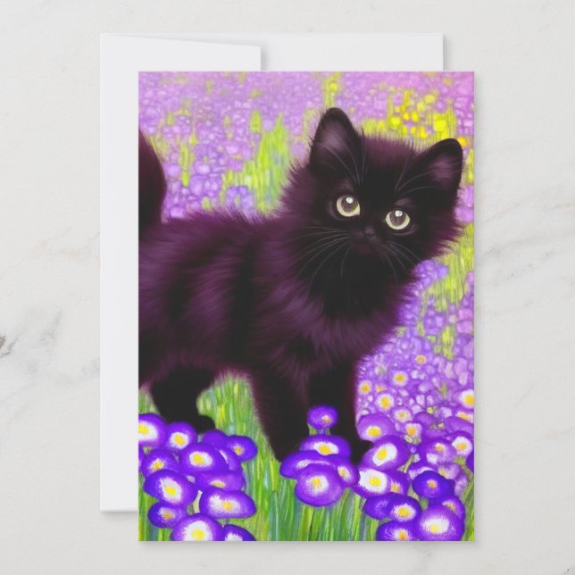 Invitación Gustav Klimt Black Kitten (Anverso)
