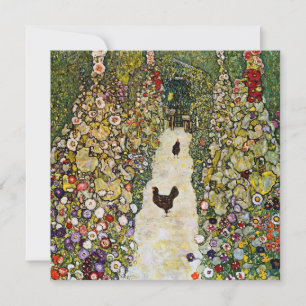 Invitación Gustav Klimt - Camino de jardín con pollos