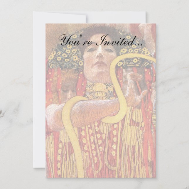Invitación Gustav Klimt - Diosa de Salud de la Medicina de Hy (Anverso)