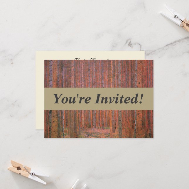 Invitación Gustav Klimt Fir Forest Tannenwald (Anverso/Reverso In Situ)