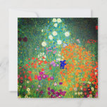 Invitación Gustav Klimt Flower Garden<br><div class="desc">Tarjeta con la pintura al óleo del jardín de flores de Gustav Klimt (1906). Un bonito jardín de flores moradas,  rojas,  blancas,  azules y naranjas. Un gran regalo para los amantes del arte Art Nouveau y austriaco.</div>