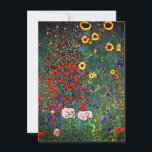 Invitación Gustav Klimt Flower Garden<br><div class="desc">Tarjeta con la pintura al óleo de Gustav Klimt en el jardín de la granja con girasoles (1907). Un bonito jardín de girasoles y exquisitos flores azules,  rojas,  violetas,  rosas y blancas. Un gran regalo para los amantes del arte Art Nouveau y austriaco.</div>