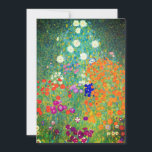 Invitación Gustav Klimt Flower Garden<br><div class="desc">Tarjeta con la pintura al óleo del jardín de flores de Gustav Klimt (1906). Un bonito jardín de flores moradas,  rojas,  blancas,  azules y naranjas. Un gran regalo para los amantes del arte Art Nouveau y austriaco.</div>
