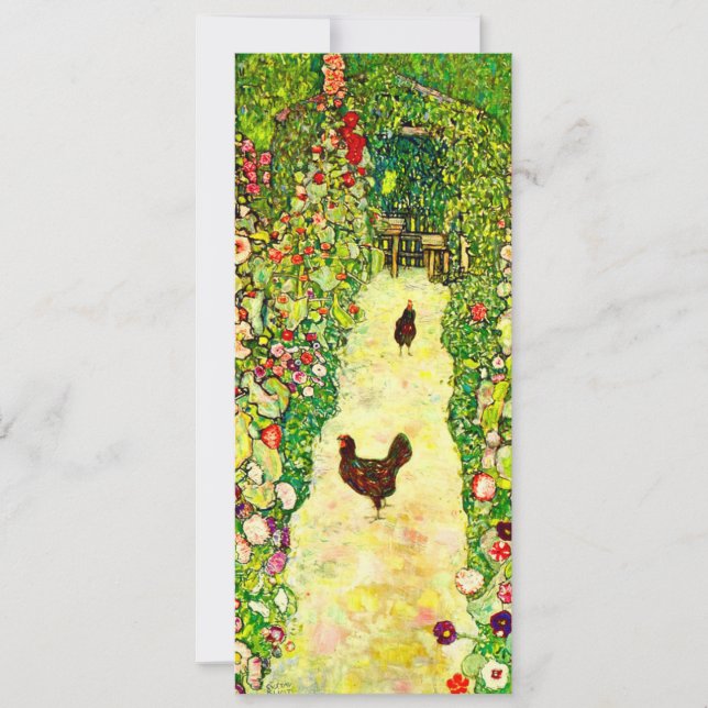 Invitación Gustav Klimt Garden con pollos (Anverso)