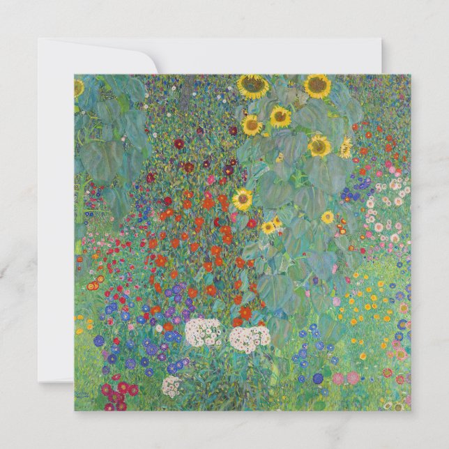 Invitación Gustav Klimt - Jardín de campo con girasoles (Anverso)