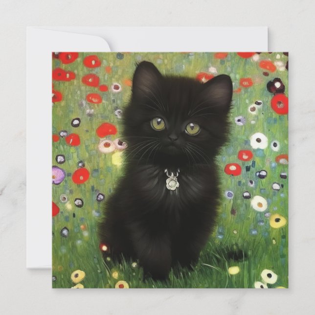 Invitación Gustav Klimt Kitten (Anverso)