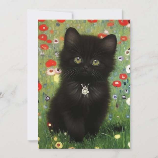 Invitación Gustav Klimt Kitten (Anverso)