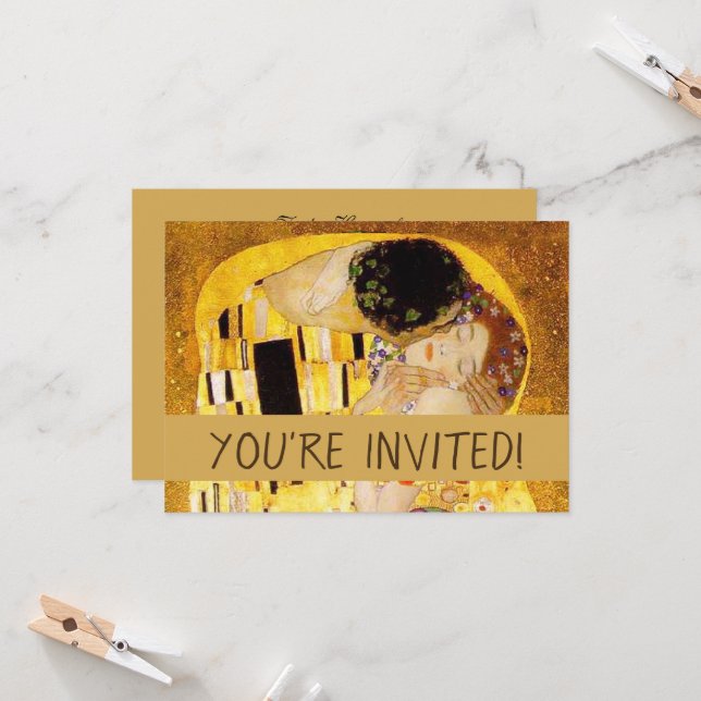 Invitación Gustav Klimt La Pintura Clásica Del Beso (Anverso/Reverso In Situ)