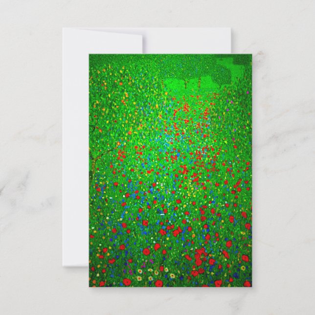 Invitación Gustav Klimt Poppy Field (Anverso)