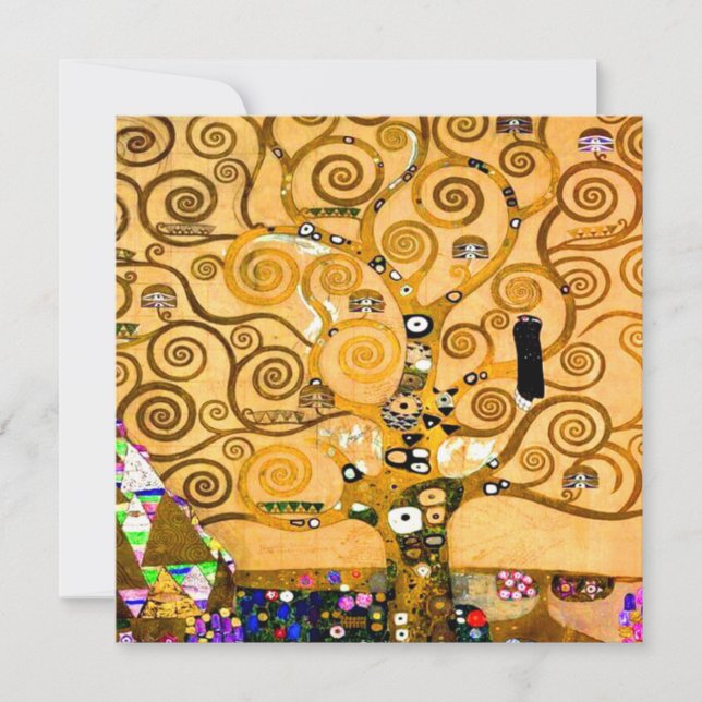 Invitación Gustav Klimt Tree of Life (Anverso)