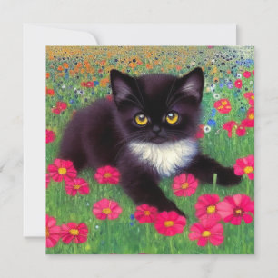 Invitación Gustav Klimt Tuxedo Cat