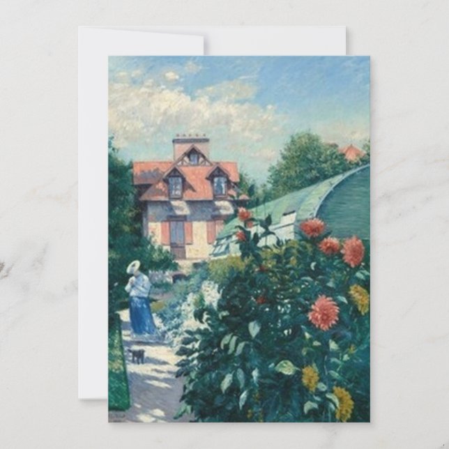 Invitación Gustave Caillebotte - Dahlias, Jardín del Petit Ge (Anverso)