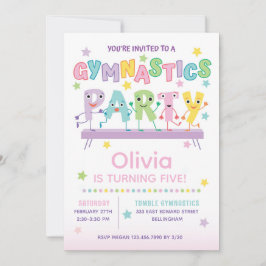 Invitación Gymnastics Birthday Party for Girl