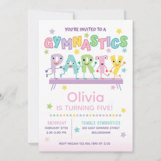 Invitación Gymnastics Birthday Party for Girl