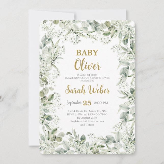 Invitación Gypsophila Baby Shower (Anverso)