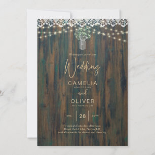 Invitación Gypsophila de encaje ruso enciende a Boda Mason Ja