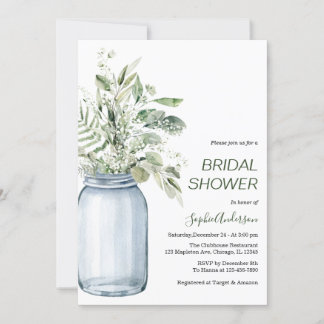 Invitación Gypsophila Mason Jar Eucalyptus Ducha de Novias